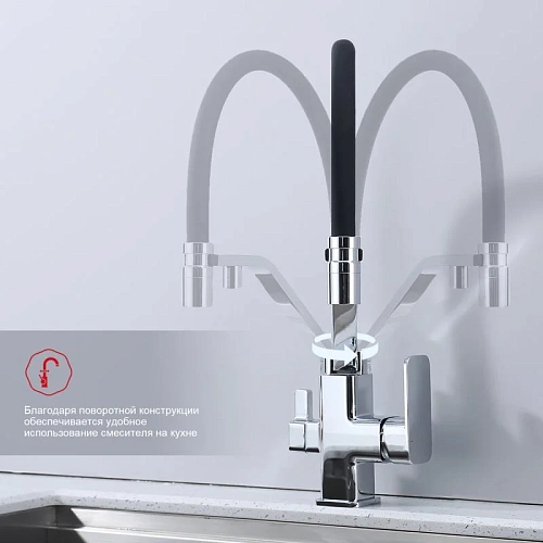 Смеситель для кухни Raglo R85.62 с гибким изливом с подключением к фильтру, хром Смеситель для кухни Raglo R85.62 с гибким изливом с подключением к фильтру, хром