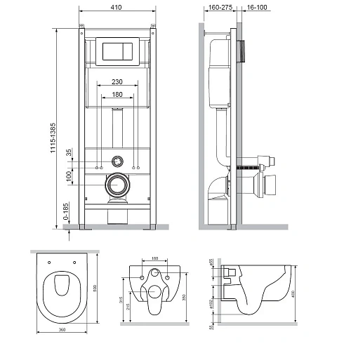 Комплект унитаза Damixa Scandinavian Pure DX36.IS10101.1701 с инсталляцией, сиденьем микролифт и кла Комплект унитаза Damixa Scandinavian Pure DX36.IS10101.1701 с инсталляцией, сиденьем микролифт и кла