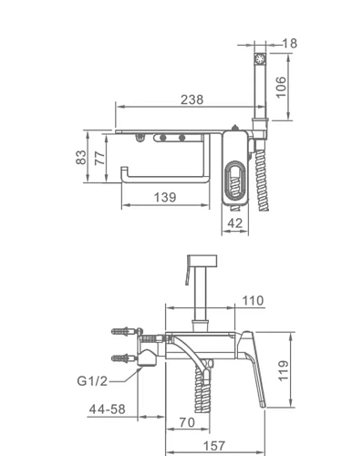 Гигиенический душ Raglo R51.55 встраиваемый, хром Гигиенический душ Raglo R51.55 встраиваемый, хром