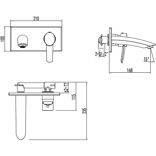 Смеситель для раковины Lemark Atlantiss LM3226C встраиваемый, хром Смеситель для раковины Lemark Atlantiss LM3226C встраиваемый, хром