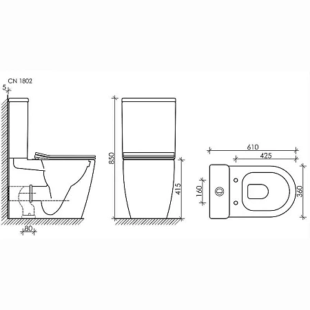 Чаша напольного унитаза Ceramica Nova HIGHLIGHT Rimless CN1802-B белый с сиденьем Чаша напольного унитаза Ceramica Nova HIGHLIGHT Rimless CN1802-B белый с сиденьем