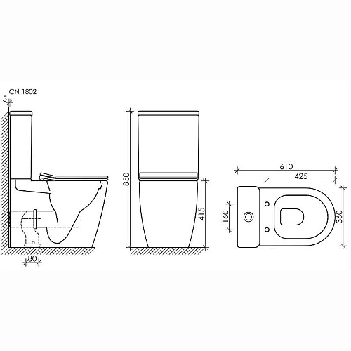 Чаша напольного унитаза Ceramica Nova HIGHLIGHT Rimless CN1802-B белый с сиденьем Чаша напольного унитаза Ceramica Nova HIGHLIGHT Rimless CN1802-B белый с сиденьем