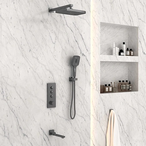 Душевая система Vincea VSFW-433T1GM встраиваемая, термостатический, 3 режима, вороненая сталь Душевая система Vincea VSFW-433T1GM встраиваемая, термостатический, 3 режима, вороненая сталь