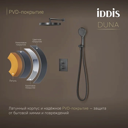 Душевая система IDDIS Duna (DUNGM0Ti67) с термостатом, графит матовый Душевая система IDDIS Duna (DUNGM0Ti67) с термостатом, графит матовый