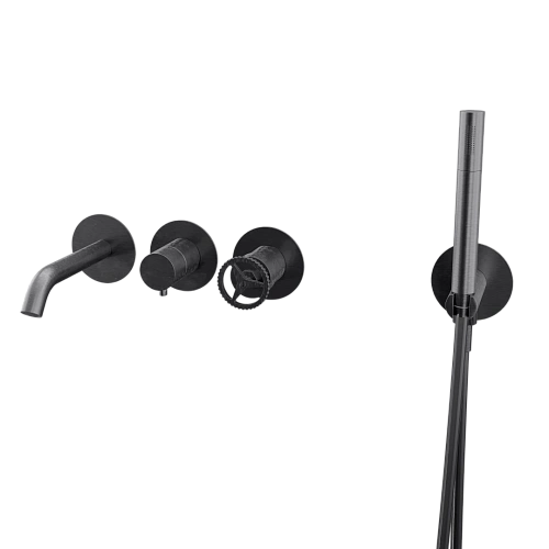 Смеситель для ванны Remer Chrono CH53D2PCFP, черный брашированный хром Смеситель для ванны Remer Chrono CH53D2PCFP, черный брашированный хром