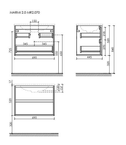 Тумба под раковину Sancos Marmi 2.0 MR2.070EG 690х445х520 дуб галифакс натуральный, подвесная Тумба под раковину Sancos Marmi 2.0 MR2.070EG 690х445х520 дуб галифакс натуральный, подвесная