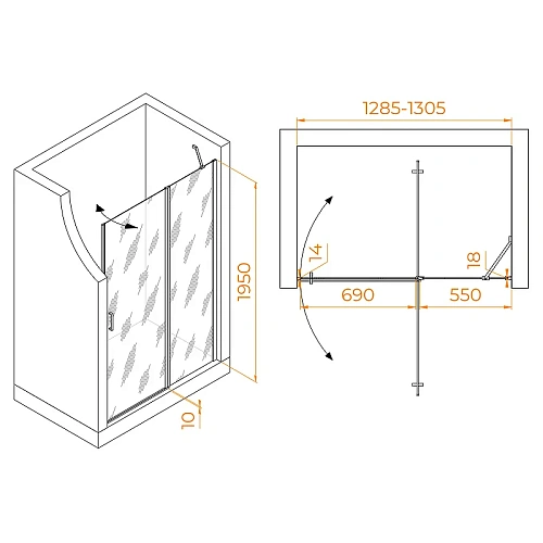 Душевая дверь RGW Leipzig LE-004Gr 1300 мм Easy Clean серый 351200413-110 Душевая дверь RGW Leipzig LE-004Gr 1300 мм Easy Clean серый 351200413-110