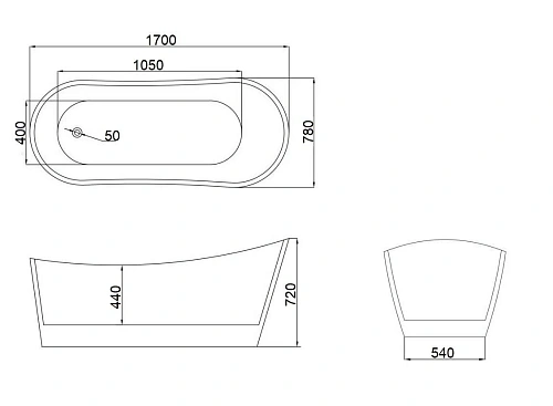 Ванна отдельностоящая Ceruttispa GLORIA170GMB CT10881 1700x750x720 акриловая, черная матовая снаружи, белая внутри со сливом-переливом Ванна отдельностоящая Ceruttispa GLORIA170GMB CT10881 1700x750x720 акриловая, черная матовая снаружи, белая внутри со сливом-переливом