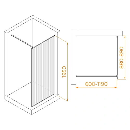 Душевая перегородка RGW Walk In WA-08G 900 мм 06100809-156 золото brush, Easy Clean Душевая перегородка RGW Walk In WA-08G 900 мм 06100809-156 золото brush, Easy Clean