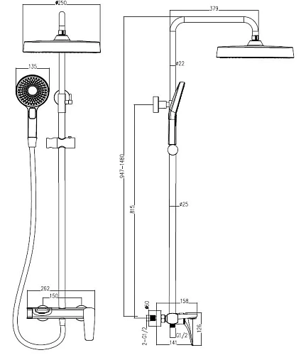 Душевая система Vincea Puro VSFS-5P1GM с изливом, вороненая сталь Душевая система Vincea Puro VSFS-5P1GM с изливом, вороненая сталь