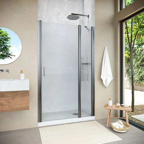 Душевая дверь Vegas-glass EP-F-1 NOVO h2000 105 11 Moru R 1050 мм, профиль оружейная сталь, стекло Moru Душевая дверь Vegas-glass EP-F-1 NOVO h2000 105 11 Moru R 1050 мм, профиль оружейная сталь, стекло Moru