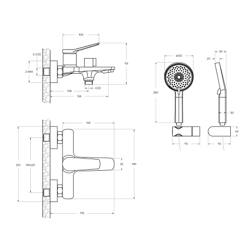 Смеситель для ванны BelBagno UNIQUE-VASM-CRM Смеситель для ванны BelBagno UNIQUE-VASM-CRM