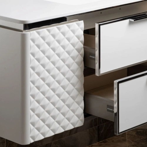 Тумба под раковину Armadi Art ROMBO 120 777-120-WCR белый матовый/хром Тумба под раковину Armadi Art ROMBO 120 777-120-WCR белый матовый/хром