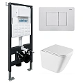 Комплект унитаза ABBER Rechteck AC1219TC белый, с закрытым дном с инсталляцией AC0105 и кнопкой AC0120MW белая матовая Комплект унитаза ABBER Rechteck AC1219TC белый, с закрытым дном с инсталляцией AC0105 и кнопкой AC0120MW белая матовая