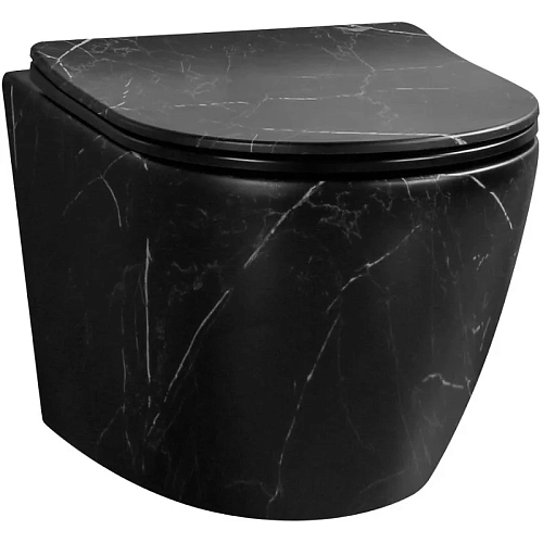 Унитаз подвесной Ceruttispa SELLA Aria Tornado MMB CT9531 безободковый черный мрамор матовый, сиденье микролифт Унитаз подвесной Ceruttispa SELLA Aria Tornado MMB CT9531 безободковый черный мрамор матовый, сиденье микролифт