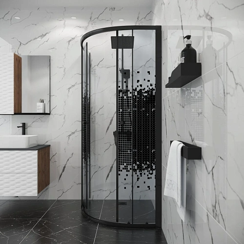 Душевой уголок Niagara Eco NG-1007-14BLACK (90x90x190) четверть круга, раздвиж, профиль черный, стекло мозаика (4мм) Душевой уголок Niagara Eco NG-1007-14BLACK (90x90x190) четверть круга, раздвиж, профиль черный, стекло мозаика (4мм)