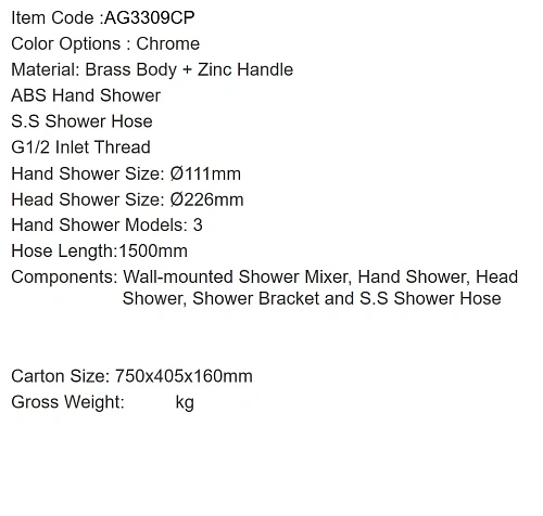 Душевая система ARROW AG3309CP хром Душевая система ARROW AG3309CP хром