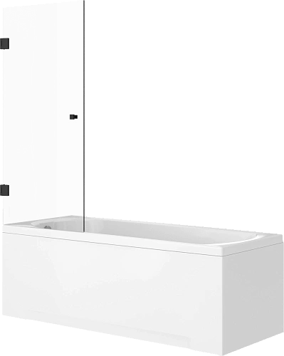 Шторка на ванну STWORKI Ольборг распашная, 70х140, профиль черный матовый, прозрачное стекло 583120 Шторка на ванну STWORKI Ольборг распашная, 70х140, профиль черный матовый, прозрачное стекло 583120