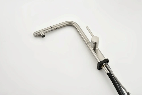 Смеситель для кухни AQUAme Cucina AQM9903BN с выдвижным изливом, с подключением к фильтру с питьевой водой, никель шлифованный Смеситель для кухни AQUAme Cucina AQM9903BN с выдвижным изливом, с подключением к фильтру с питьевой водой, никель шлифованный