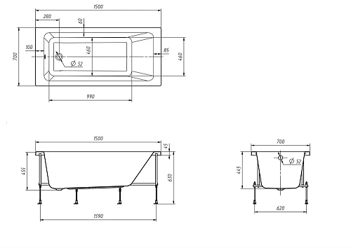 Акриловая ванна Roca Leon 150x70 прямоугольная белая 248659000 Акриловая ванна Roca Leon 150x70 прямоугольная белая 248659000
