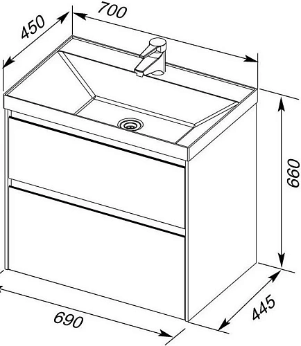 Тумба под раковину Aquanet Гласс 70 белый 00206700 Тумба под раковину Aquanet Гласс 70 белый 00206700
