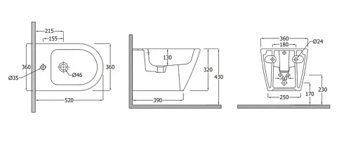 Биде подвесное Kludi RESA R 23BIW0139 Биде подвесное Kludi RESA R 23BIW0139