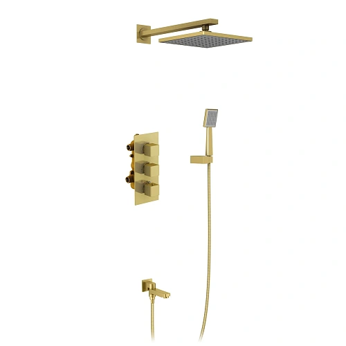 Душевая система Timo Tetra-thermo SX-0199/17SM встраиваемая с термостатом золото матовое Душевая система Timo Tetra-thermo SX-0199/17SM встраиваемая с термостатом золото матовое
