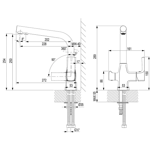 Смеситель для кухни Lemark Ursus LM7258BL с подключением к фильтру, черный матовый Смеситель для кухни Lemark Ursus LM7258BL с подключением к фильтру, черный матовый