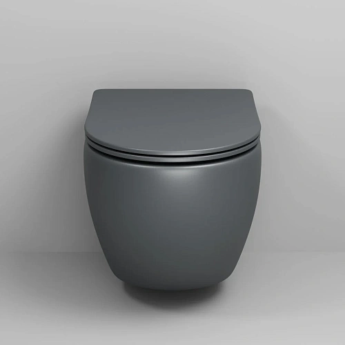 Унитаз подвесной GROSSMAN GR-4455GMS Color 495x365x375 серый матовый безободковый с тонкой крышкой Унитаз подвесной GROSSMAN GR-4455GMS Color 495x365x375 серый матовый безободковый с тонкой крышкой