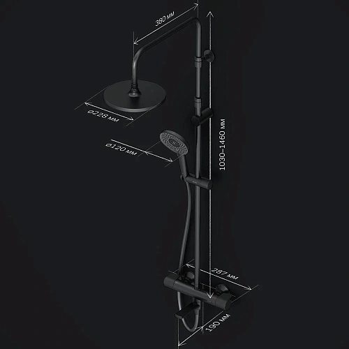 Душевая система AM.PM X-Joy F0785A522 с термостатом, верхний душ 220мм, черный Душевая система AM.PM X-Joy F0785A522 с термостатом, верхний душ 220мм, черный