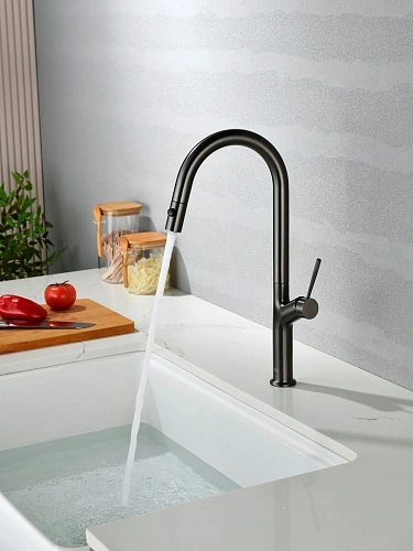 Смеситель для кухни AQUAme Cucina AQM9905GM с выдвижным изливом, с подключением к фильтру с питьевой водой, металл Смеситель для кухни AQUAme Cucina AQM9905GM с выдвижным изливом, с подключением к фильтру с питьевой водой, металл