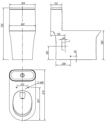 Унитаз напольный ARROW AB1802H белый без сиденья Унитаз напольный ARROW AB1802H белый без сиденья