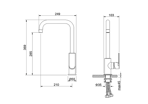 Смеситель для кухни Aquatek ЛИРА AQ1480MB Черный матовый Смеситель для кухни Aquatek ЛИРА AQ1480MB Черный матовый