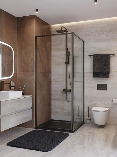 Душевой уголок CEZARES LUX-A-FS-1-100-C-GM 100x100 см, профиль оружейная сталь, стекло прозрачное Душевой уголок CEZARES LUX-A-FS-1-100-C-GM 100x100 см, профиль оружейная сталь, стекло прозрачное