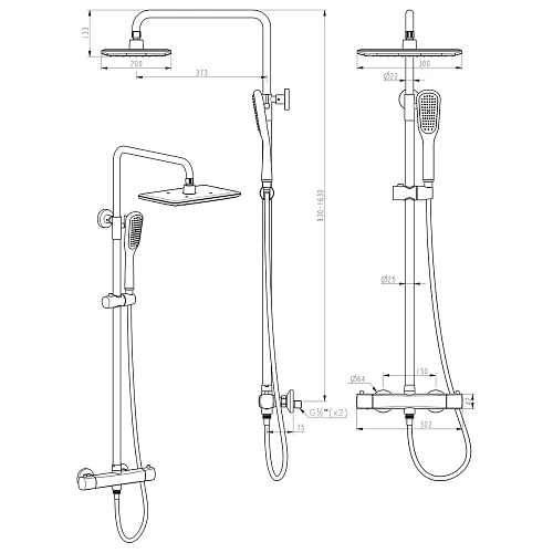Душевая система Lemark Ursus LM7270BL термостатический с регулируемой высотой штанги, черный матовый Душевая система Lemark Ursus LM7270BL термостатический с регулируемой высотой штанги, черный матовый