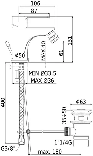 Смеситель для биде Paffoni Red RED135CR Смеситель для биде Paffoni Red RED135CR
