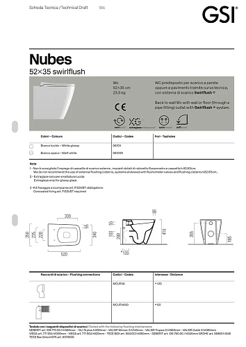Унитаз приставной GSI NUBES безободковый Swirlflush белый (961011) без сиденья Унитаз приставной GSI NUBES безободковый Swirlflush белый (961011) без сиденья