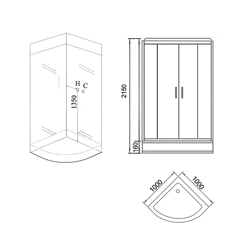 Душевая кабина GROSSMAN GR160 (100x100x215) Душевая кабина GROSSMAN GR160 (100x100x215)