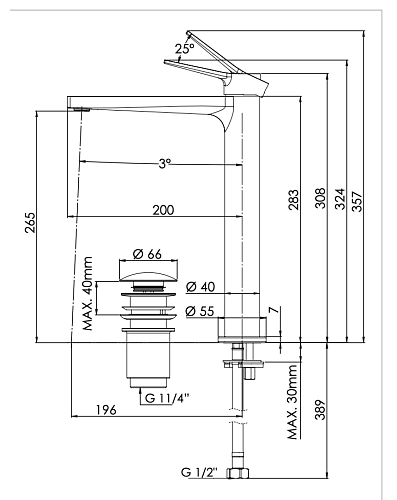 Смеситель для раковины Remer Slash SL10L Смеситель для раковины Remer Slash SL10L