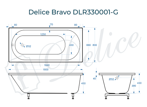 Ванна из искусственного камня Delice Bravo 180х80 DLR330001-G глянцевая Ванна из искусственного камня Delice Bravo 180х80 DLR330001-G глянцевая