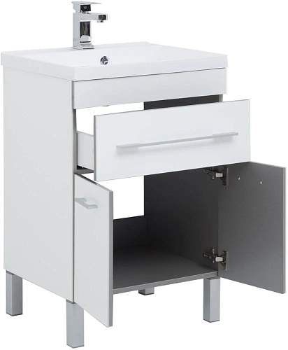 Тумба под раковину Aquanet Верона 58 белый (напольная 1 ящик 2 дверцы) 00182507 Тумба под раковину Aquanet Верона 58 белый (напольная 1 ящик 2 дверцы) 00182507
