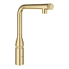 Картинка анонса товара «смеситель для кухни grohe essence smartcontrol с выдвижным l-образным изливом, холодный рассвет, мат 31615gn0»