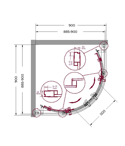 Душевой уголок BelBagno MARINO-R-2-90-C-Cr 900x900 мм Душевой уголок BelBagno MARINO-R-2-90-C-Cr 900x900 мм