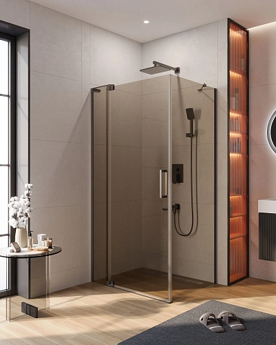 Душевой уголок CEZARES SLIDER-AH-1-100-70/80-BR-GM 70-80x100см стекло тонированное (бронза), профиль оружейная сталь Душевой уголок CEZARES SLIDER-AH-1-100-70/80-BR-GM 70-80x100см стекло тонированное (бронза), профиль оружейная сталь