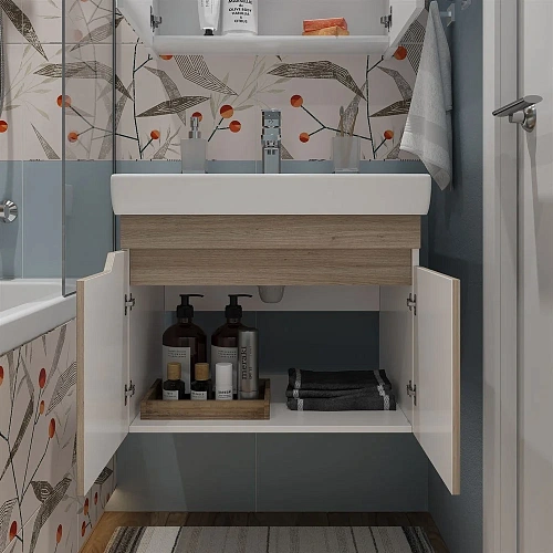 Тумба с раковиной DIWO Воронеж 60 подвесная, ореховый дубослив, с сифоном 579742 Тумба с раковиной DIWO Воронеж 60 подвесная, ореховый дубослив, с сифоном 579742