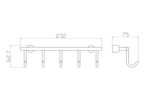 Крючок Wonzon & Woghand хром (WW-9382-5) Крючок Wonzon & Woghand хром (WW-9382-5)