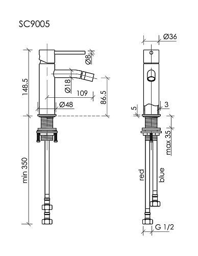 Смеситель для биде Sancos Etna SC9005BG брашированное золото, PVD покрытие Смеситель для биде Sancos Etna SC9005BG брашированное золото, PVD покрытие