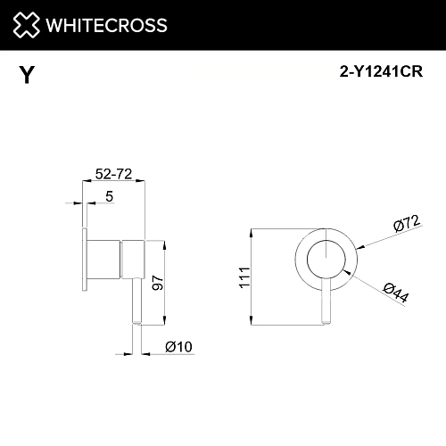 Смеситель для душа WHITECROSS 2-Y1241CR хром внешняя часть на 1 потребитель Смеситель для душа WHITECROSS 2-Y1241CR хром внешняя часть на 1 потребитель