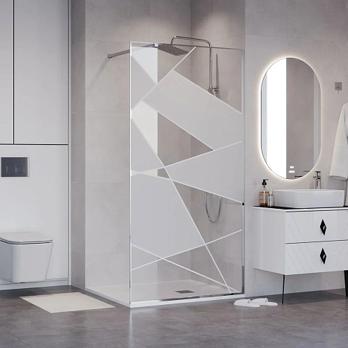 Душевая перегородка Niagara Nova NG-660-10 (100x195) хром, стекло прозрачное с рисунком Душевая перегородка Niagara Nova NG-660-10 (100x195) хром, стекло прозрачное с рисунком