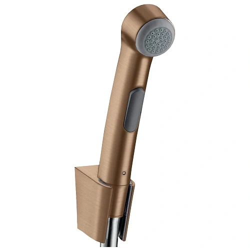 Гигиеническая лейка Hansgrohe 1jet со шлангом и держателем 32129310, шлифованное красное золото Гигиеническая лейка Hansgrohe 1jet со шлангом и держателем 32129310, шлифованное красное золото